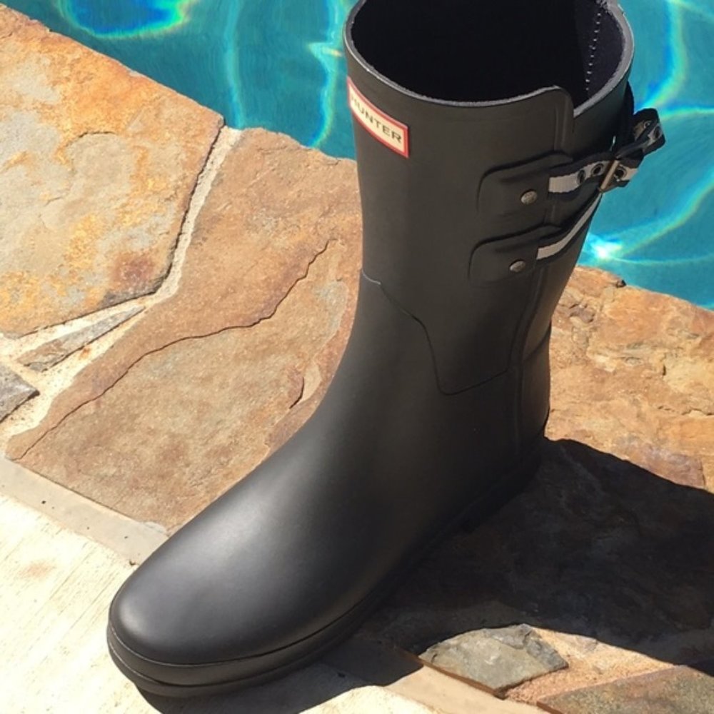 New hunter boots webbing strap black refind short